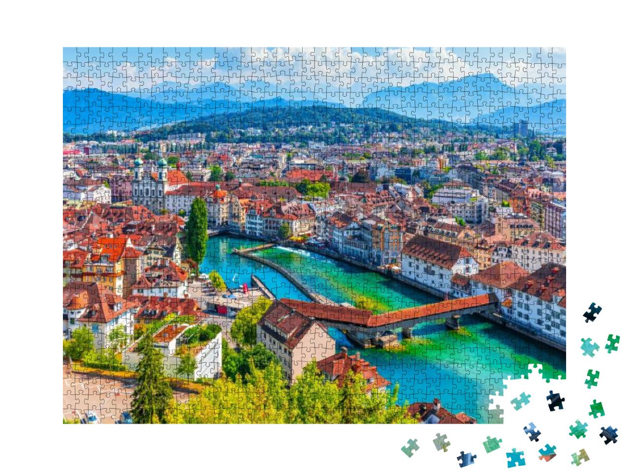 Scenic Summer Aerial Panorama of the Old Town Medieval Ar... Jigsaw Puzzle with 1000 pieces