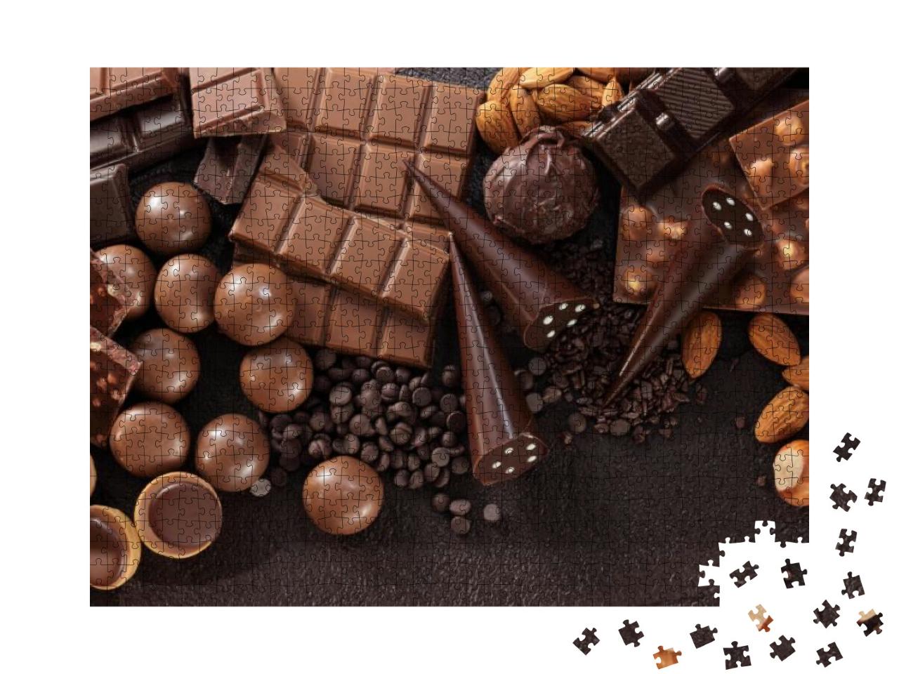 Chocolate Pralines & Chocolate Bar Pieces / Assortment of... Jigsaw Puzzle with 1000 pieces