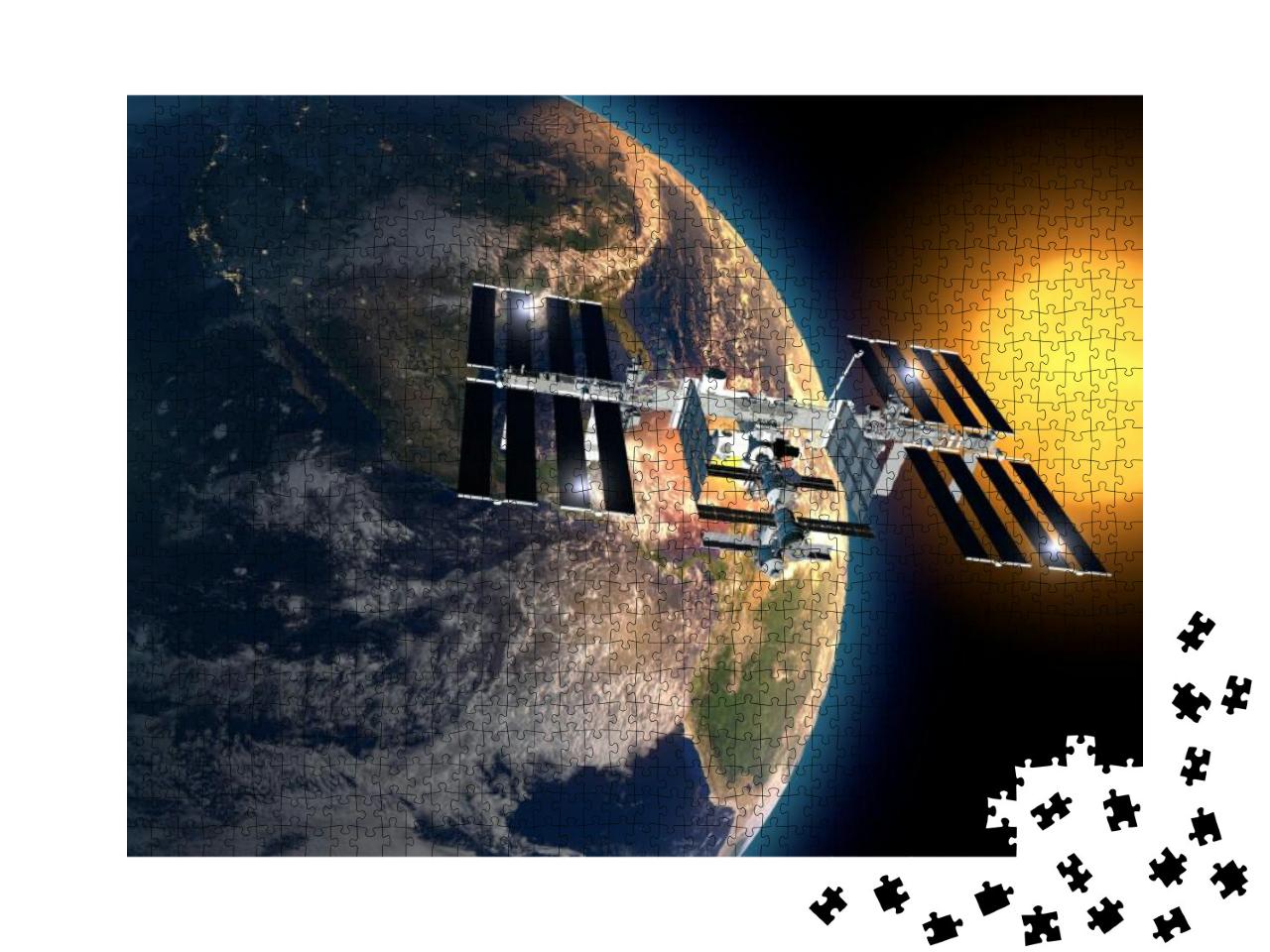 International Space Station in Orbit Around the Earth. El... Jigsaw Puzzle with 1000 pieces