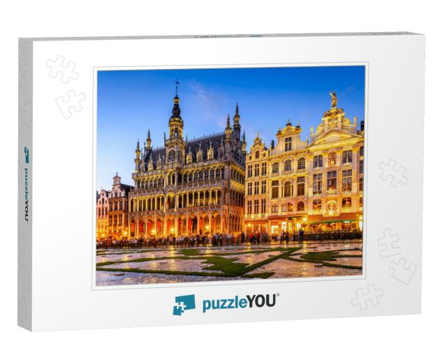 Brussels, Belgium. Wide Angle Night Scene of the Grand Pl... Jigsaw Puzzle