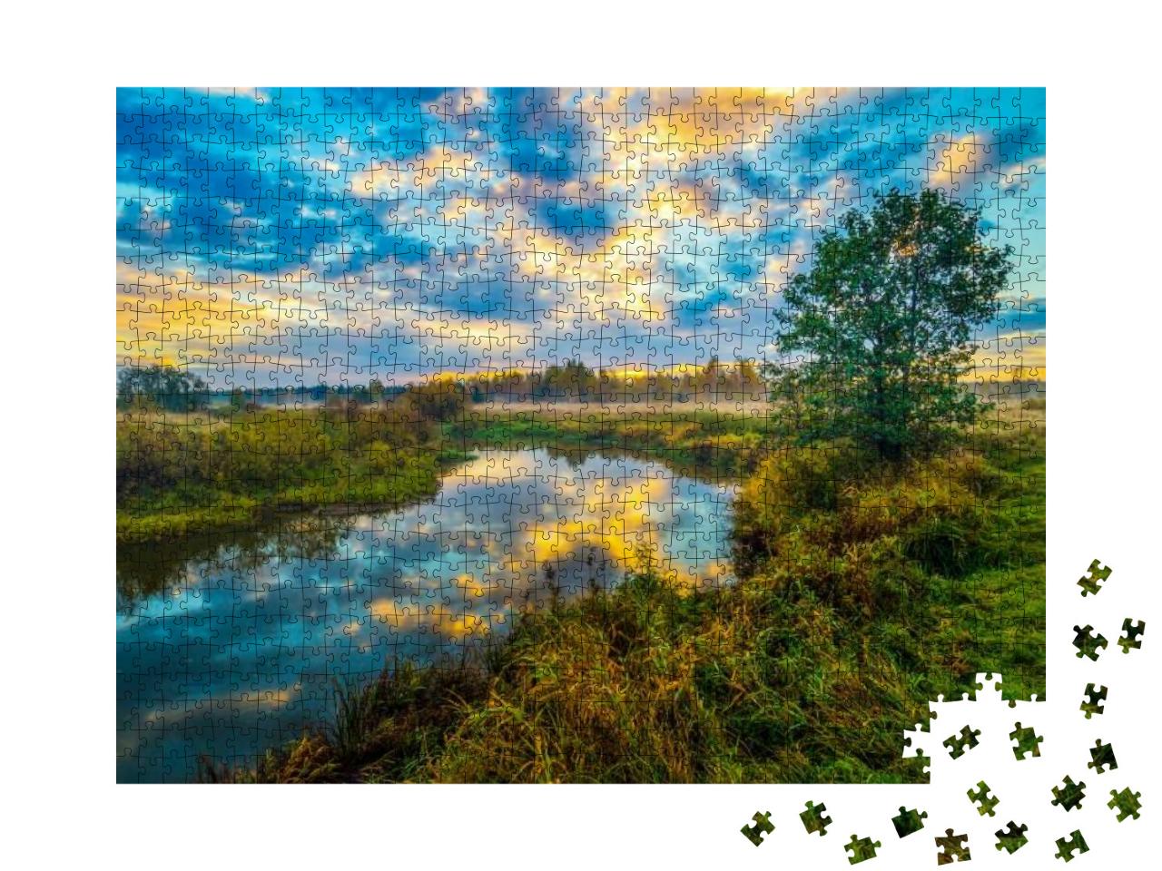 Sunset River Water Nature Landscape... Jigsaw Puzzle with 1000 pieces