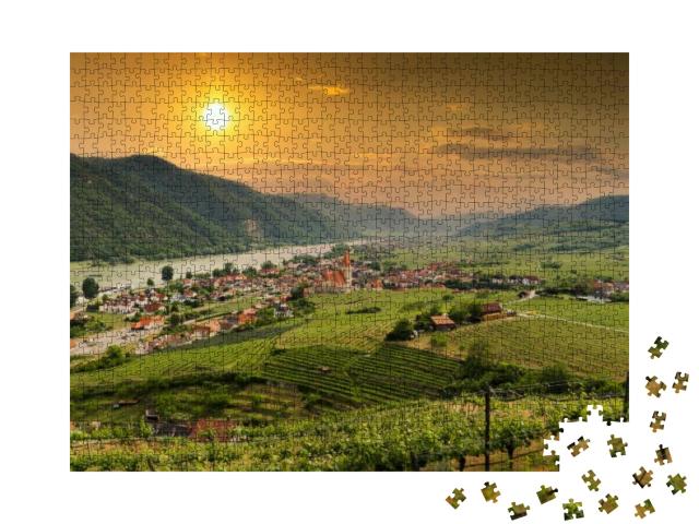 Scenic View to Wachau Valley with the River Danube & Town... Jigsaw Puzzle with 1000 pieces