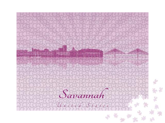 Savannah Skyline in Purple Radiant Orchid in Editable Vec... Jigsaw Puzzle with 1000 pieces