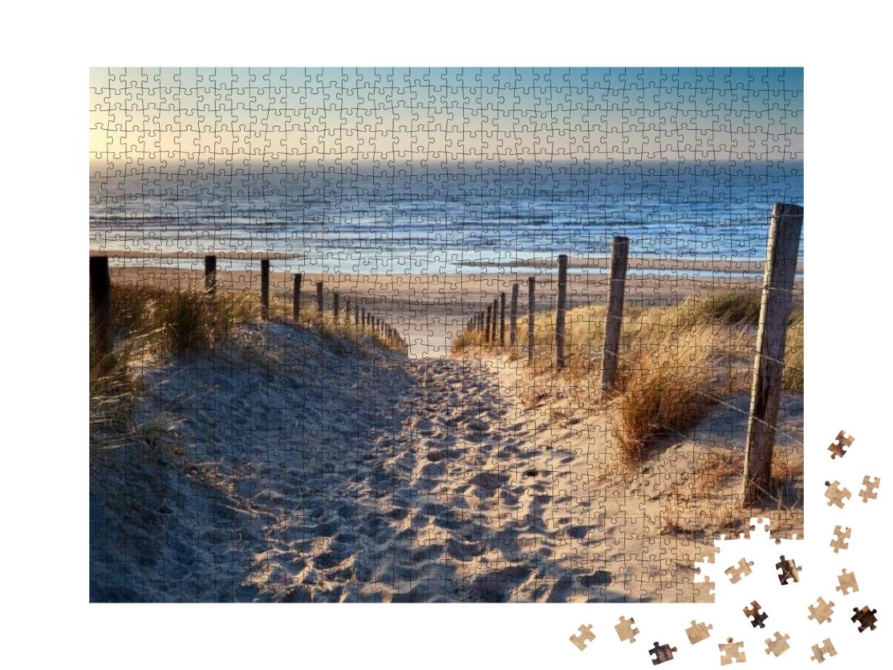 Path to North Sea Beach in Gold Sunset Sunshine, North Ho... Jigsaw Puzzle with 1000 pieces