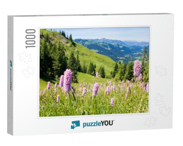 Bavarian Alps with Mountain View & Meadows in the Allgau... Jigsaw Puzzle with 1000 pieces