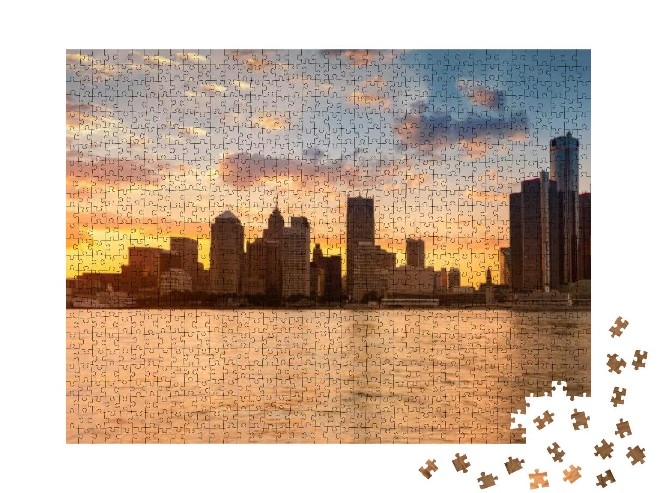 Beautiful City Skyline of Detroit City, Photos Taken from... Jigsaw Puzzle with 1000 pieces
