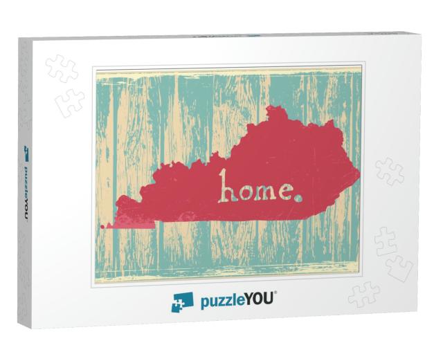 Kentucky Nostalgic Rustic Vintage State Vector Sign... Jigsaw Puzzle