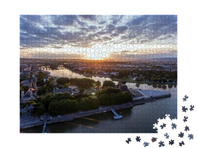 Sunset in Koblenz City Germany Historic Monument German C... Jigsaw Puzzle with 1000 pieces