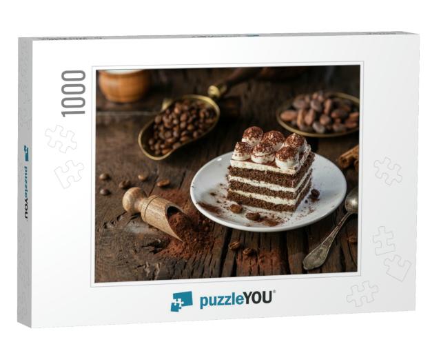 Slice of Chocolate Cake with Tiramisu Cream & Cocoa Powde... Jigsaw Puzzle with 1000 pieces