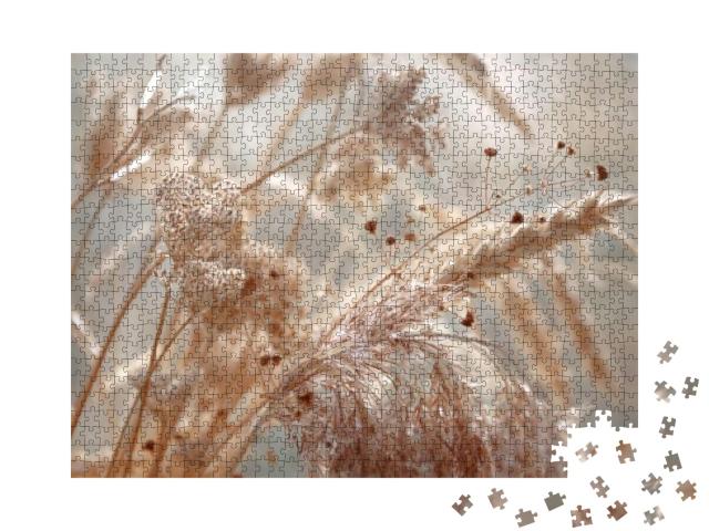 Dried Wild Carrot Flowers Together with Dried Grass & Spi... Jigsaw Puzzle with 1000 pieces