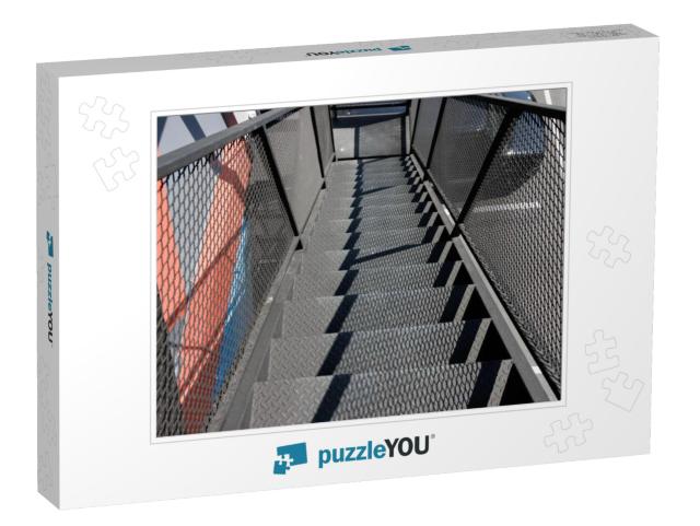 Outdoor Fire Escape Metal Stair. Light & Shadow on Steel... Jigsaw Puzzle