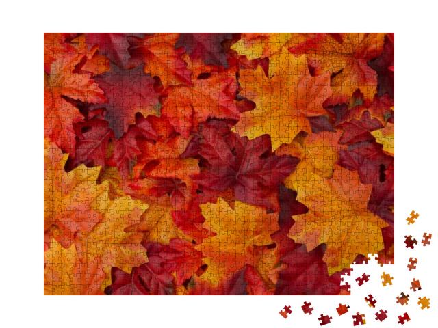 Red & Orange Autumn Leaves Background... Jigsaw Puzzle with 1000 pieces