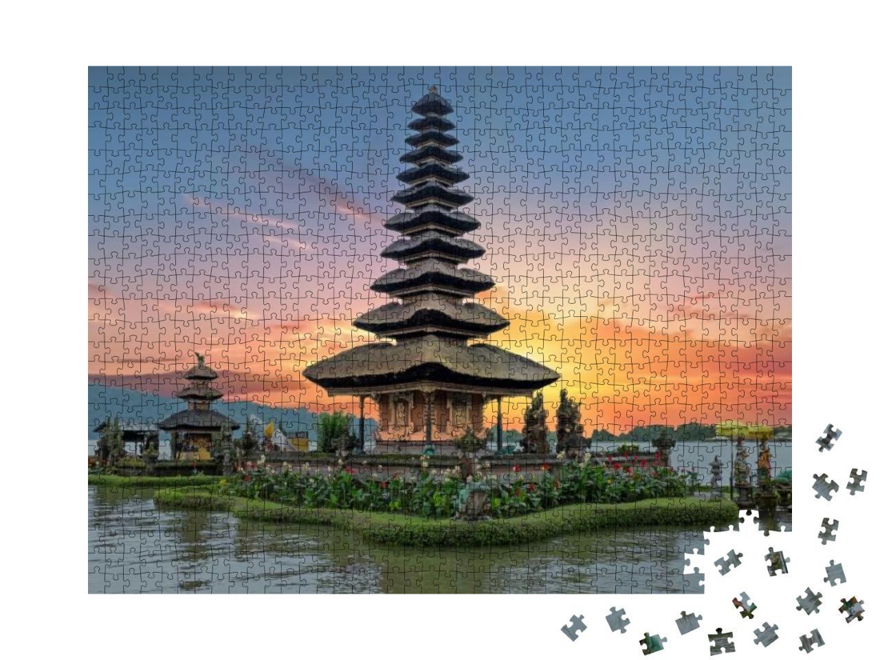 Ulun Danu Temple Beratan Lake in Bali Indonesia At Sunset... Jigsaw Puzzle with 1000 pieces