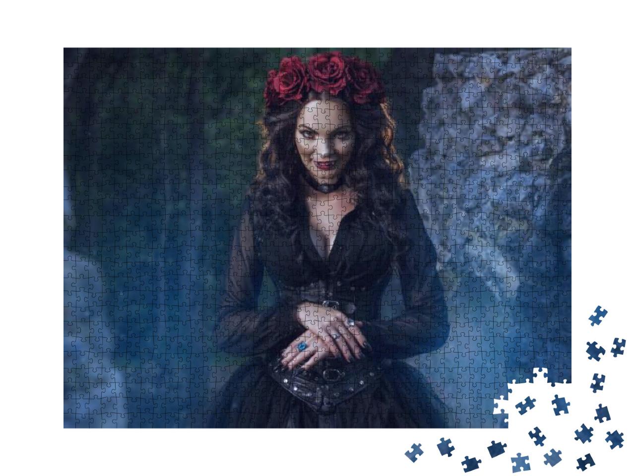 Woman Vampire in a Ruined Old Castle At Night... Jigsaw Puzzle with 1000 pieces