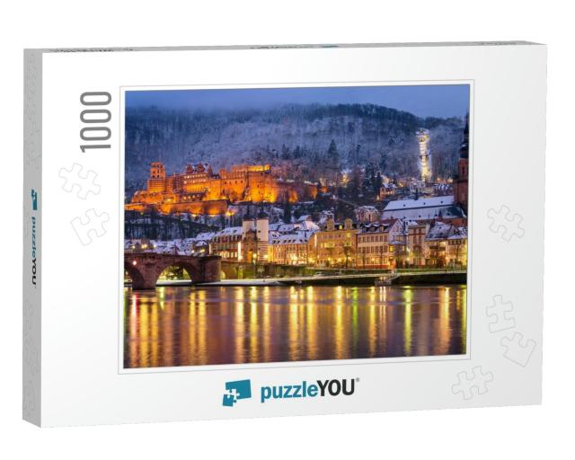 Old Town of Heidelberg in Winter with Castle Ruins & Old... Jigsaw Puzzle with 1000 pieces