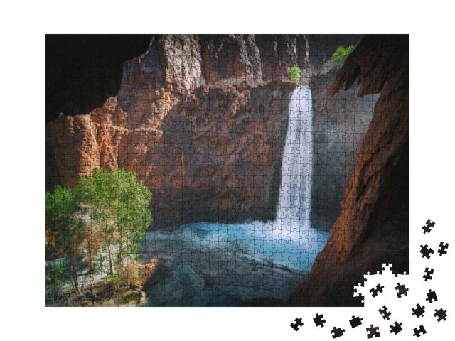 The Waterfalls of Havasu, Mooney Falls Waterfall, Grand C... Jigsaw Puzzle with 1000 pieces