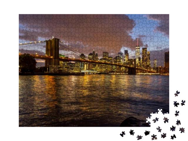 Brooklyn Parc with View to Skyline of Manhattan Behind Br... Jigsaw Puzzle with 1000 pieces