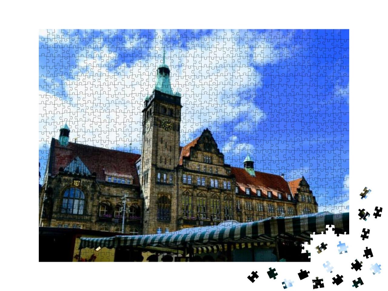 Chemnitz Town Hall During Overcast Weather. Chemnitz Rath... Jigsaw Puzzle with 1000 pieces