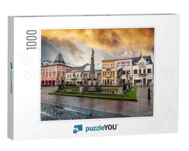 Kosice Main Street in City Center with Plague Column... Jigsaw Puzzle with 1000 pieces