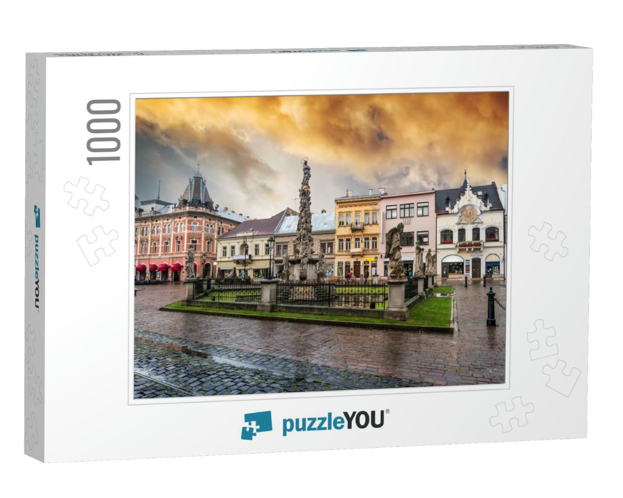 Kosice Main Street in City Center with Plague Column... Jigsaw Puzzle with 1000 pieces