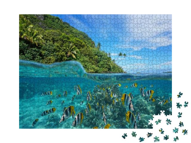 Over & Under the Sea Near the Shore of a Lush Wild Coast... Jigsaw Puzzle with 1000 pieces