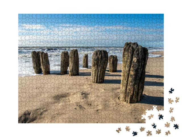 Old Wooden Groyne in the North Sea... Jigsaw Puzzle with 1000 pieces