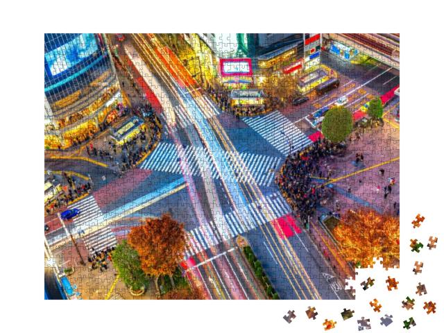 Aerial View of Shibuya Crossing, Tokyo. the Scramble Cros... Jigsaw Puzzle with 1000 pieces