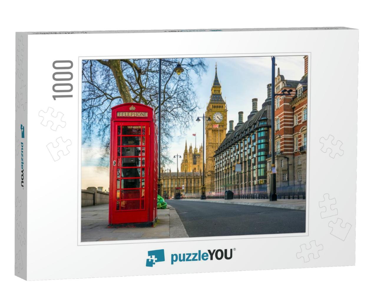 London, England - the Iconic British Old Red Telephone Bo... Jigsaw Puzzle with 1000 pieces