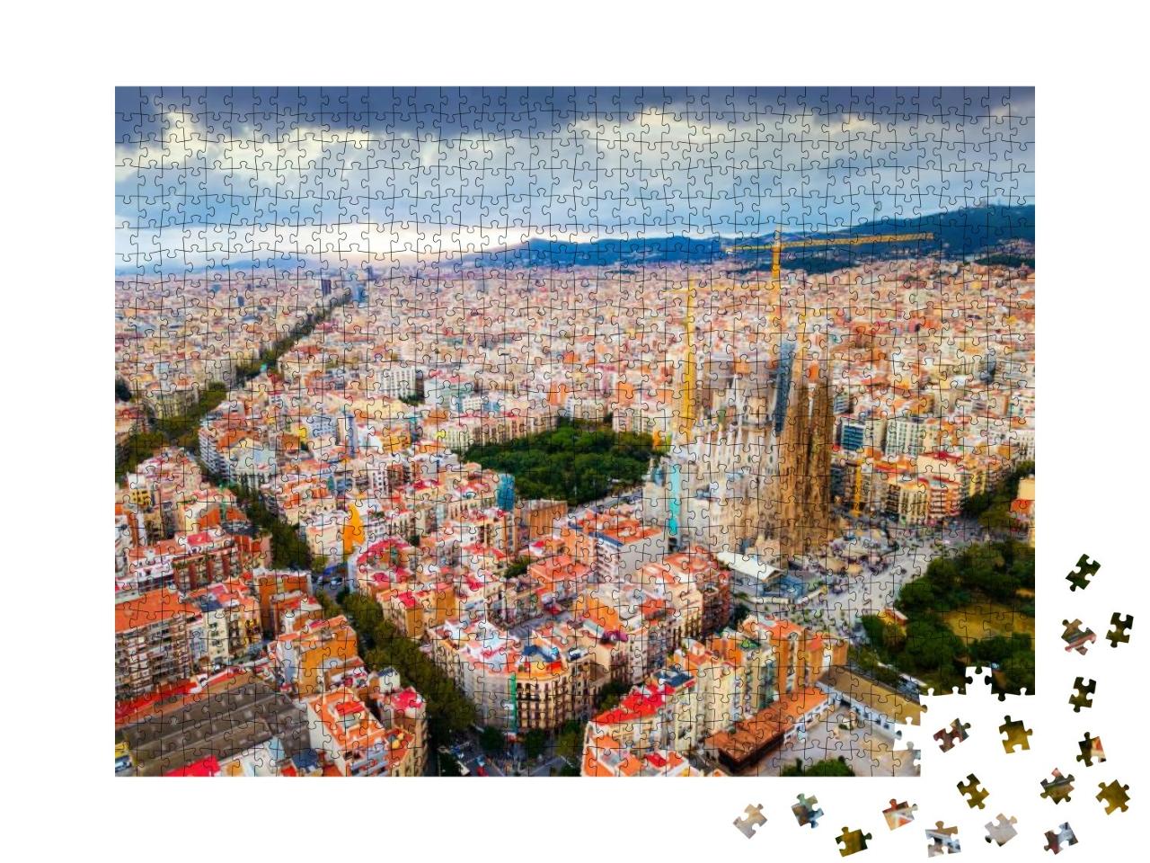 Aerial View of Cityscape of Barcelona, Example District &... Jigsaw Puzzle with 1000 pieces