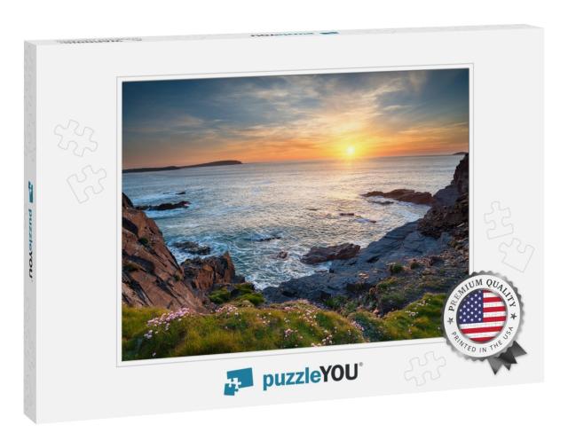 Sunset At Longcarrow Cove Near Padstow in Cornwall... Jigsaw Puzzle