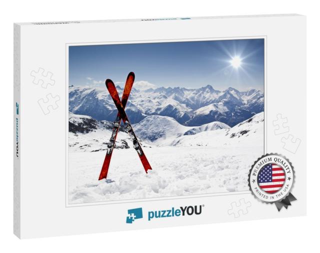 Pair of Cross Skis in Snow... Jigsaw Puzzle