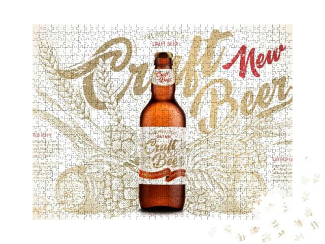 Craft Beer Ads, Exquisite Bottled Beer in 3D Illustration... Jigsaw Puzzle with 1000 pieces