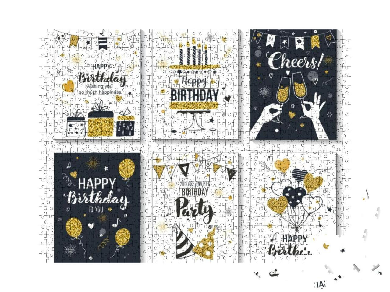 Happy Birthday Greeting Card & Party Invitation Templates... Jigsaw Puzzle with 1000 pieces