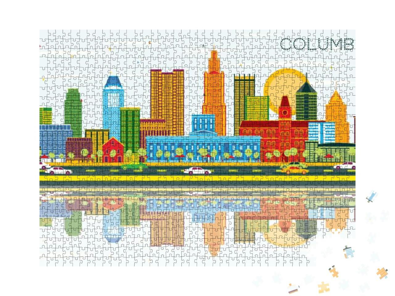 Columbus Ohio City Skyline with Color Buildings, Blue Sky... Jigsaw Puzzle with 1000 pieces