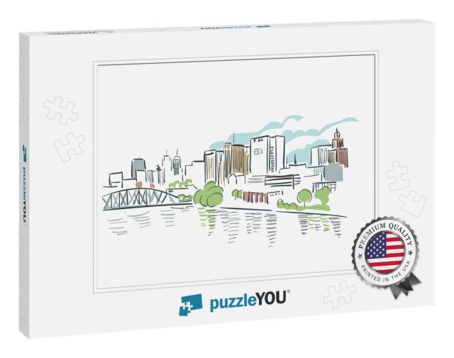Newark New Jersey USA America Vector Sketch City Illustrat... Jigsaw Puzzle