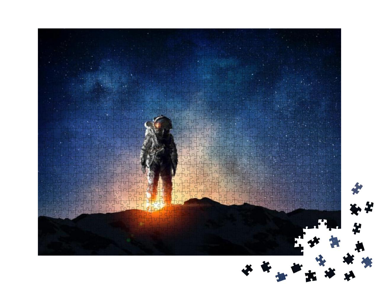 Astronaut & His Mission. Mixed Media... Jigsaw Puzzle with 1000 pieces