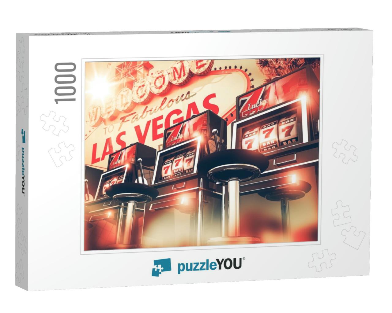 Slot Machine Games in Las Vegas Concept. Vegas Gambling 3... Jigsaw Puzzle with 1000 pieces