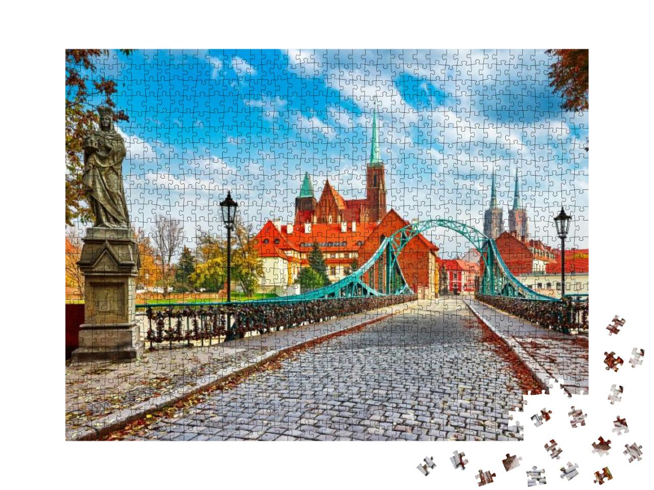 Cathedral Island in Wroclaw Poland Green Bridge with View... Jigsaw Puzzle with 1000 pieces