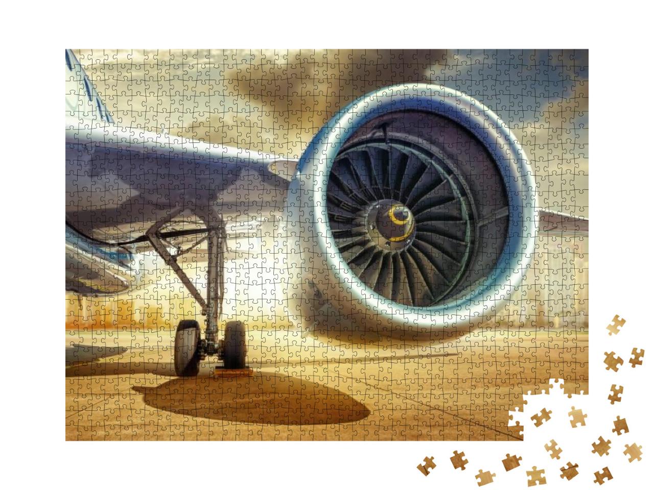 Jet Engine of an Modern Airliner Against a Skyline... Jigsaw Puzzle with 1000 pieces