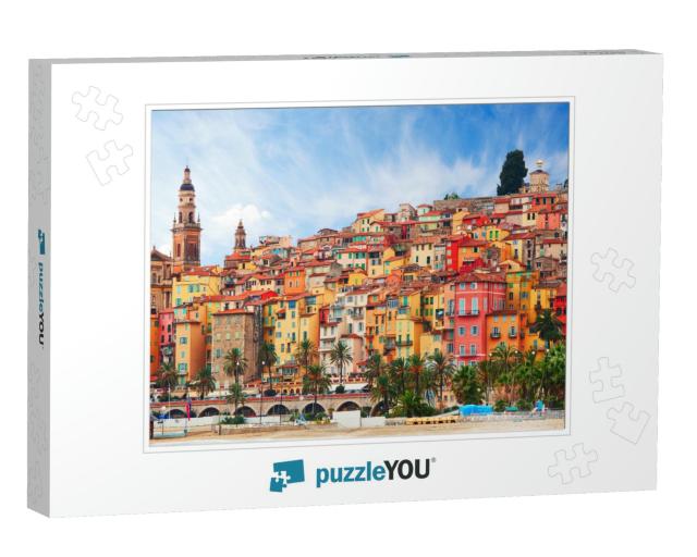 View on Old Part of Menton, Provence-Alpes-Cote Dazur, Fr... Jigsaw Puzzle