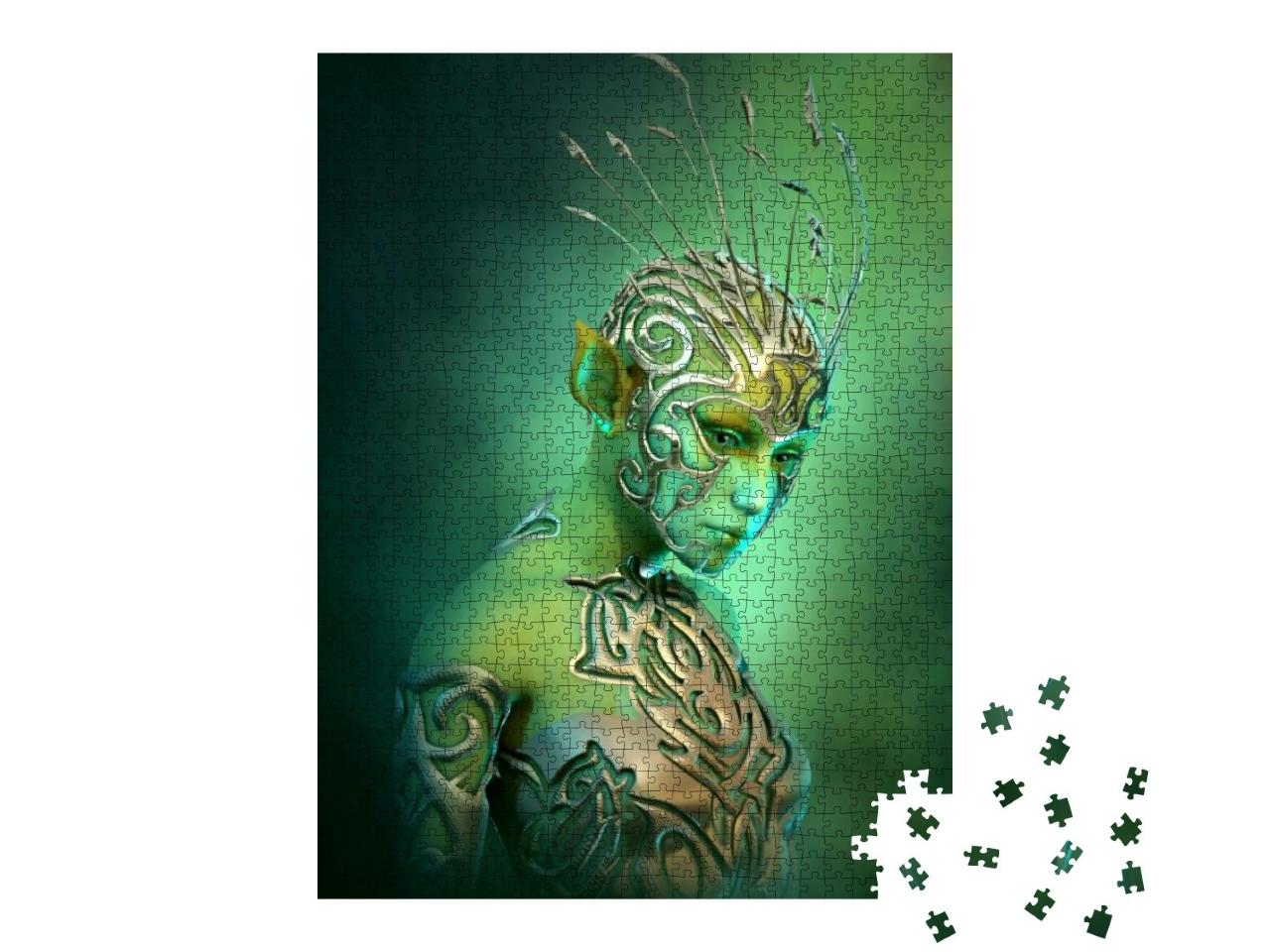 3D Computer Graphics of an Extraterrestrial Girl with Jew... Jigsaw Puzzle with 1000 pieces