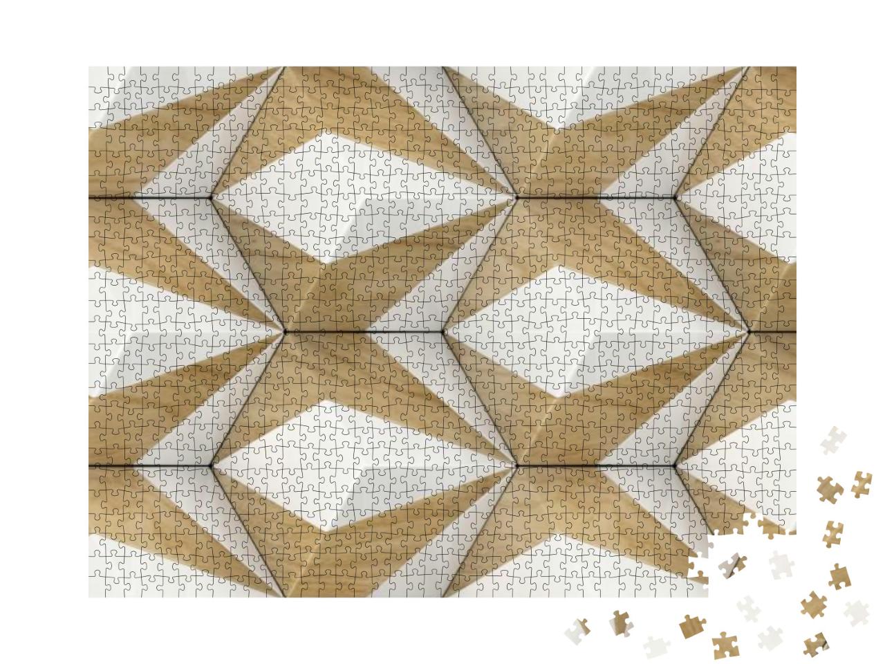 Eco Wood 3D Tiles with White Stone Elements. Material Woo... Jigsaw Puzzle with 1000 pieces