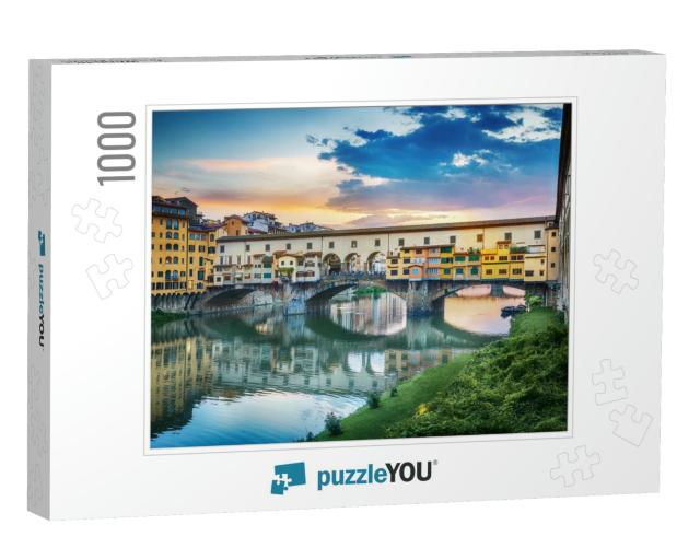 Famous Bridge Ponte Vecchio on the River Arno in Florence... Jigsaw Puzzle with 1000 pieces
