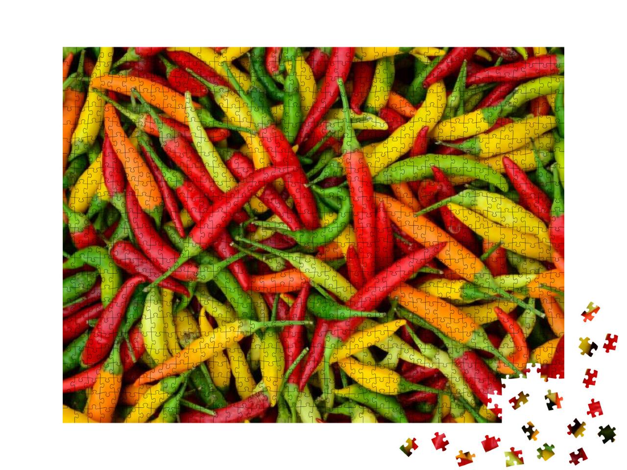 Full Frame of Red, Green & Yellow Peppers Background - He... Jigsaw Puzzle with 1000 pieces