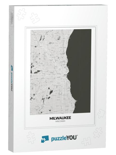 Poster Milwaukee - Wisconsin Map. Road Map. Illustration... Jigsaw Puzzle