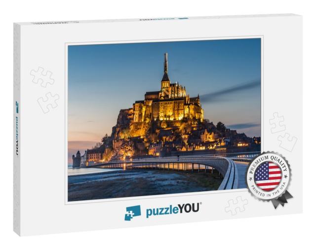 Mont Saint Michel Illuminated Architecture Panoramic Beau... Jigsaw Puzzle