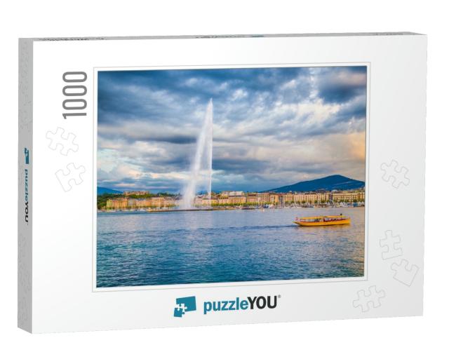 Panoramic View of Historic Geneva Skyline with Famous Jet... Jigsaw Puzzle with 1000 pieces