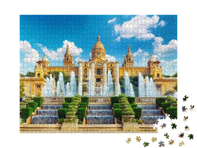 National Museum in Barcelona, Placa De Espanya, Spain... Jigsaw Puzzle with 1000 pieces