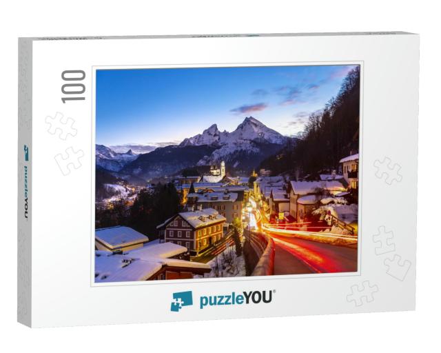 Historic Town of Berchtesgaden with Famous Watzmann Mount... Jigsaw Puzzle with 100 pieces