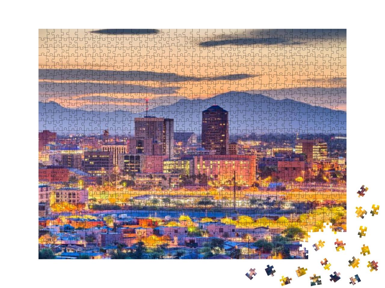 Tucson, Arizona, USA Downtown Skyline with Sentinel Peak A... Jigsaw Puzzle with 1000 pieces